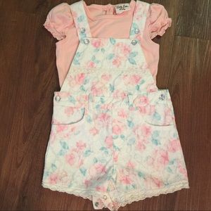 Two piece toddler lace overalls outfit💗